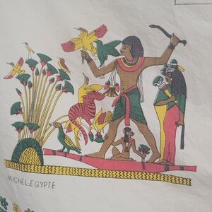 Mid-Century Vintage Ancient Egyptian Tablecloth | Hieroglyphics Pharaoh Print